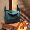 爱马仕 Lindy琳迪包 丝绒绿 南非进口鸵鸟皮 全手工缝制 银扣 30cm