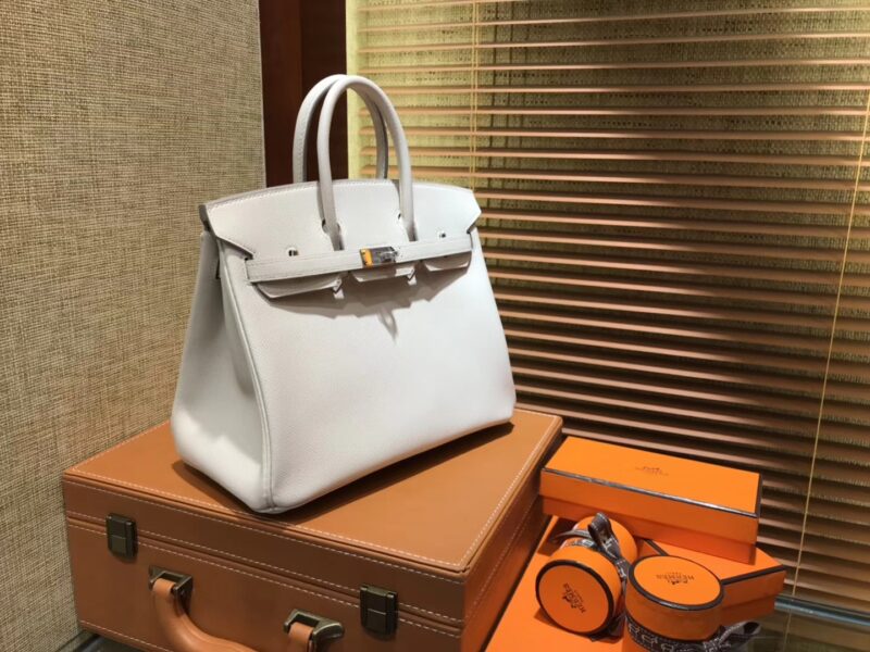 爱马仕 Birkin 25cm ( 铂金包) 掌纹牛皮 奶昔白 原版蜜蜡线 全手工缝制 - Image 8