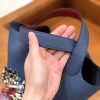 爱马仕 Picotin 菜篮包 TC玛瑙蓝内拼swift红 银扣 18cm