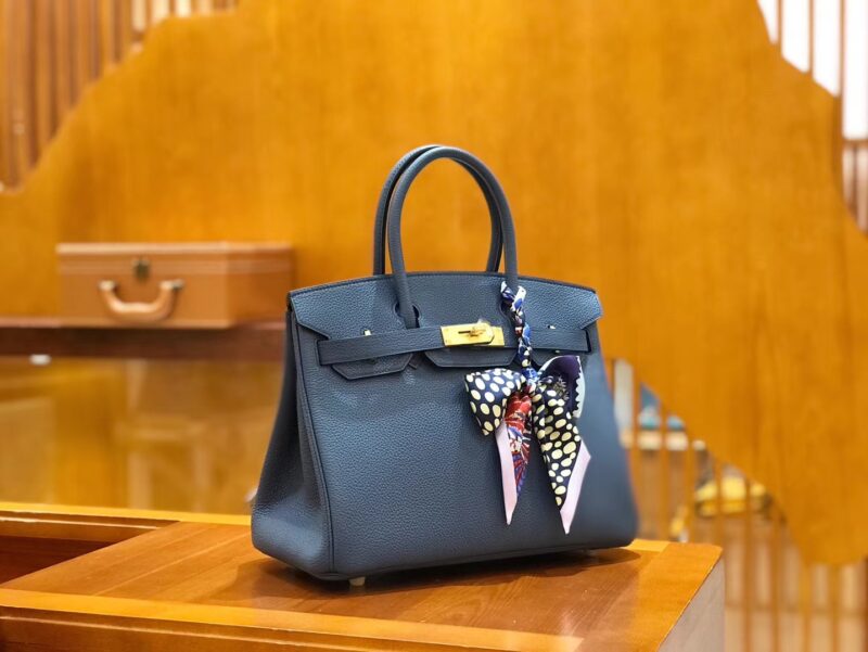 爱马仕 Birkin 30cm 明兰色 Togo小牛皮 金扣 原版蜜蜡线 顶级手工缝制 - Image 2