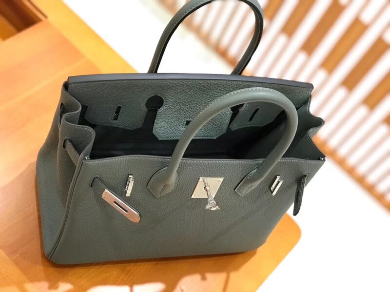 爱马仕 Birkin 30cm togo牛皮 杏仁绿 银扣 全手工缝制 - Image 6