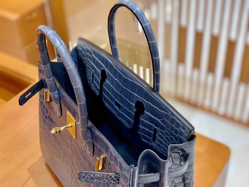 爱马仕 Birkin 30cm 牛仔蓝 金扣 一级皮 尼罗鳄鱼皮 臻品级别 - Image 3