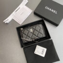 Chanel AP0222零钱包黑色小羊皮银扣免检版