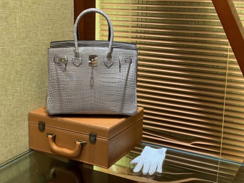 爱马仕 Birkin 30cm 巴黎灰 组合 一级湾鳄 鳄鱼皮 臻品级别