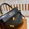 7f4c633e4114579.jpg 爱马仕 Kelly 25cm 经典黑 银扣 BOX猫爪纹牛皮 全手工缝制 臻品工序