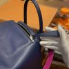 爱马仕 Lindy琳迪包 蓝拼枚紫 德国进口swift牛皮 全手工缝制 银扣 30cm