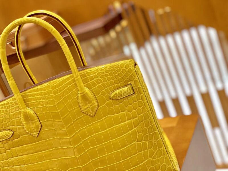 爱马仕 Birkin 铂金包 琥珀黄 一级皮 尼罗鳄鱼皮 臻品级别 金扣 30cm - Image 4