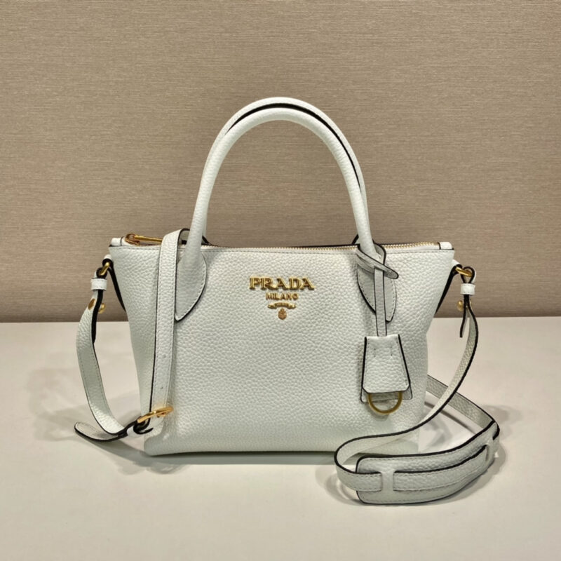 Prada*VitelloDino系列手提斜挎包1BA111白色免检版 - Image 4