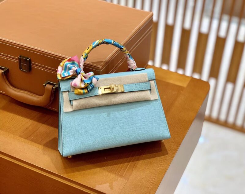 爱马仕 Mini Kelly 19cm 马卡龙 金扣 掌纹牛皮 全手工缝制 - Image 5