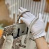 爱马仕 Birkin 25cm 喜马拉雅 一级尼罗鳄鱼皮 银扣 原版蜜蜡线 顶级手工缝制