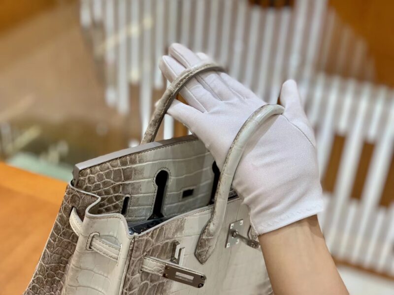 爱马仕 Birkin 25cm 喜马拉雅 一级尼罗鳄鱼皮 银扣 原版蜜蜡线 顶级手工缝制 - Image 6