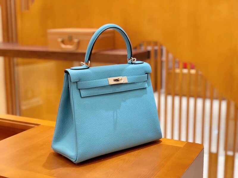 爱马仕 Kelly 凯莉包 北方蓝 Togo德国进口牛皮 全手工 银扣 28cm 现货 - Image 6