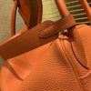 爱马仕 Lindy琳迪包 橙红色 德国进口togo牛皮 全手工缝制 银扣 30cm