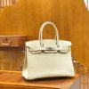 爱马仕 Birkin 30cm 奶昔白 Togo小牛皮 银扣 原版蜜蜡线 顶级手工缝制