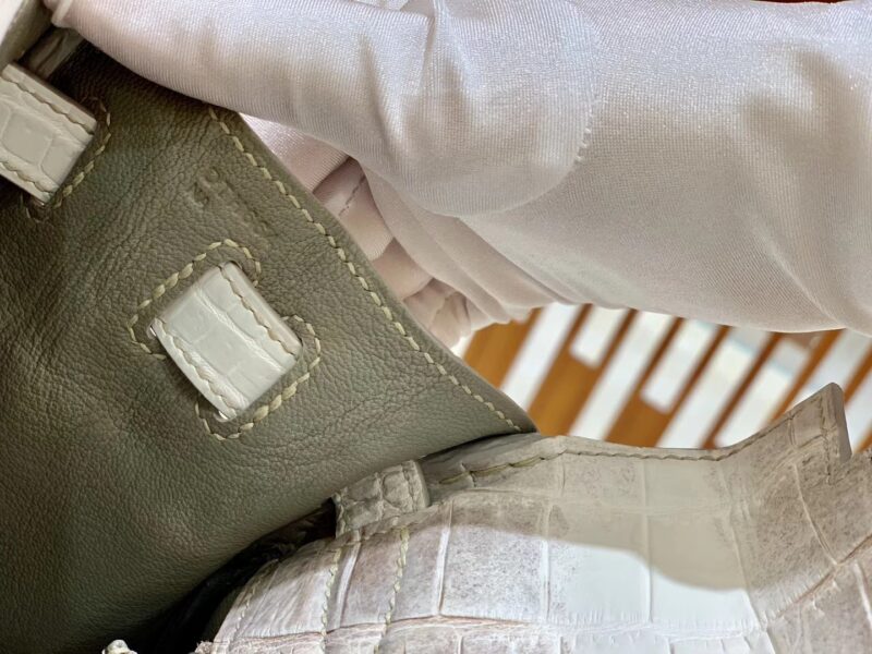 爱马仕 Kelly 28cm 银扣 尼罗鳄鱼皮 喜马拉雅 原版蜜蜡线 顶级手缝 现货 - Image 7