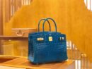 爱马仕 Birkin 30cm 伊兹密尔蓝 一级尼罗鳄 金扣 原版蜜蜡线 顶级手缝