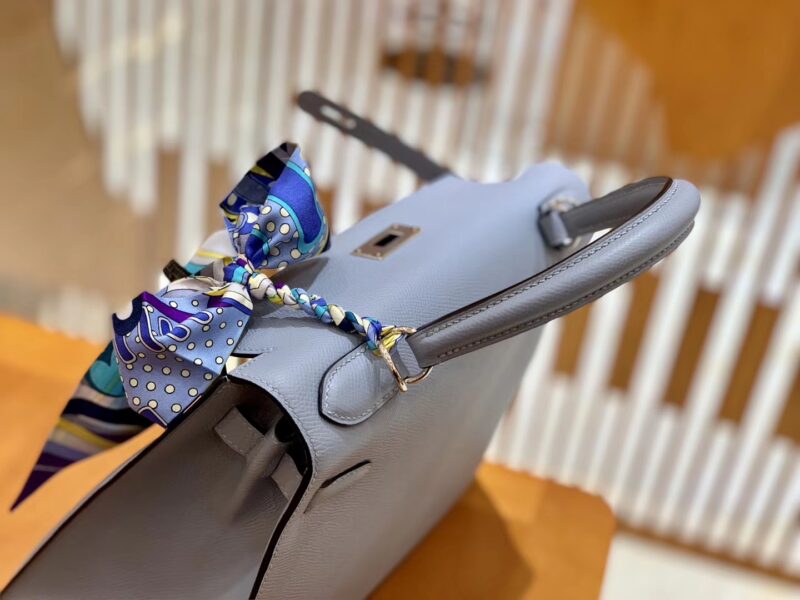 爱马仕 Kelly 28cm 冰川蓝 金扣 Epsom掌纹牛皮 全手工缝制 臻品级别 - Image 2
