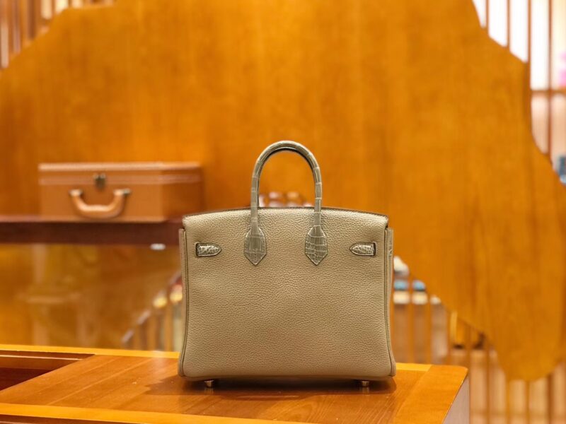爱马仕 Birkin Touch 25cm 斑鸠灰 鳄鱼皮拼牛皮 全手工缝制 - Image 3