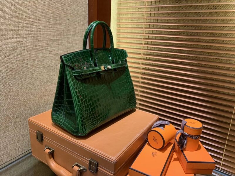 爱马仕 Birkin铂金包 祖母绿一级皮 尼罗鳄鱼 进口原料 顶级手缝工艺 25cm - Image 8