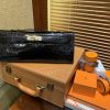 爱马仕 Kelly cut 手包 经典黑 亮面鳄鱼 金扣 31cm