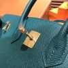 爱马仕 Birkin 25cm ( 铂金包) 掌纹牛皮 孔雀绿 原版蜜蜡线 全手工缝制
