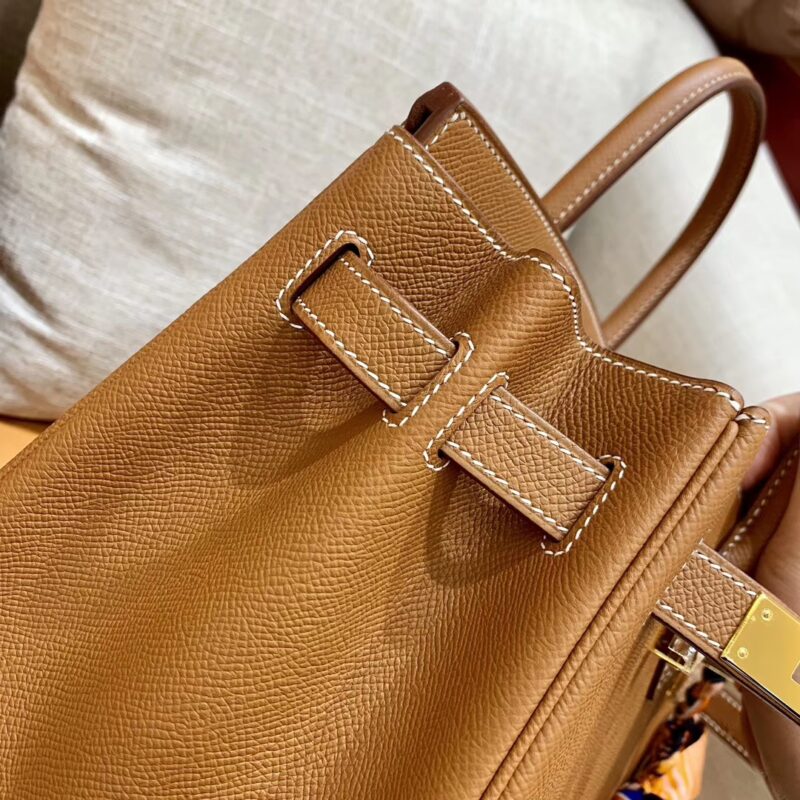 爱马仕 Birkin 铂金包 金棕色 掌纹牛皮 金扣 30cm 高订版本 - Image 5