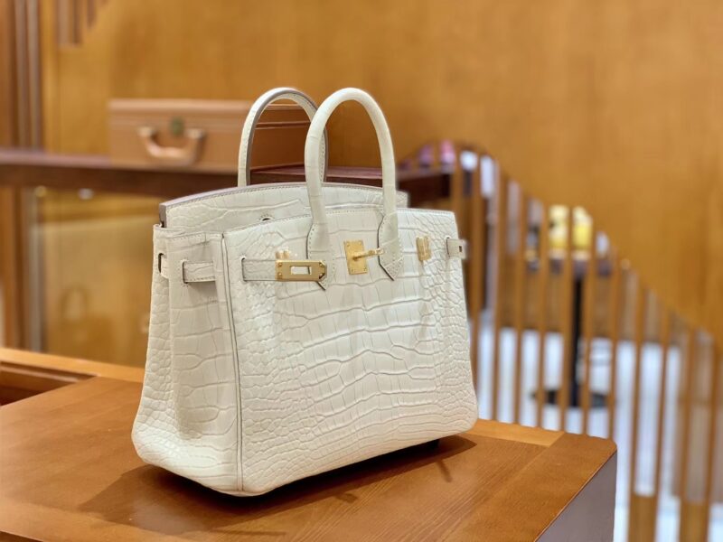 爱马仕 Birkin 铂金包 羊毛白 一级皮 尼罗鳄鱼皮 臻品级别 金扣 25cm