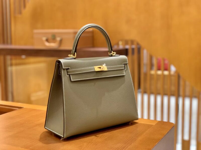 爱马仕 Kelly 25cm 大象灰 金扣 掌纹牛皮 全手工缝制 现货 - Image 6