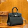 8594fcc63ec00ef.jpg 爱马仕 Birkin 30cm 经典黑 Epsom掌纹小牛皮 银扣 原版蜜蜡线 顶级手工缝制