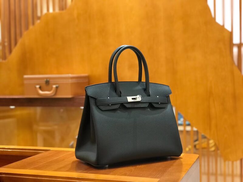 爱马仕 Birkin 30cm 经典黑 Epsom掌纹小牛皮 银扣 原版蜜蜡线 顶级手工缝制 - Image 2