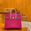 爱马仕 Birkin 25cn 玉兰粉拼海鸥灰 掌纹牛皮 高定版本 鳄鱼皮工序