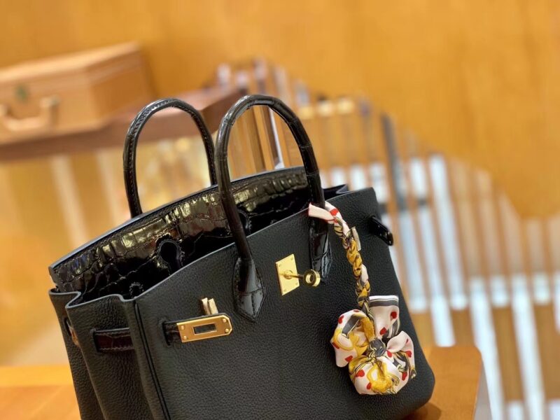 爱马仕 Birkin Touch 25cm 经典黑 鳄鱼皮拼Togo皮 金扣 原版蜜蜡线 顶级手缝 - Image 5