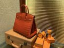 爱马仕 Birkin 铂金包 法拉利红 亮面鳄鱼 金扣 25cm