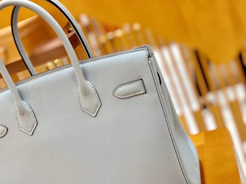 爱马仕 Birkin 30cm 冰川蓝 银扣 德国进口togo 牛皮 全手工缝制 - Image 4
