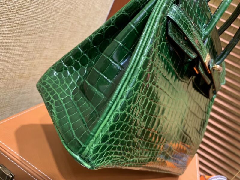 爱马仕 Birkin铂金包 祖母绿一级皮 尼罗鳄鱼 进口原料 顶级手缝工艺 25cm - Image 5