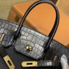 爱马仕 Birkin 铂金包 经典黑 鳄鱼皮拼德国togo牛皮 全手工缝制 金扣 30cm