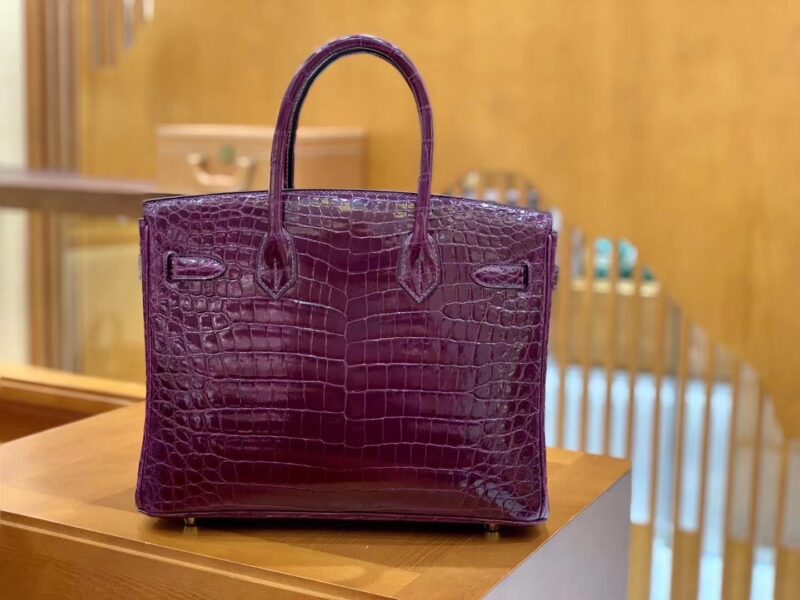 爱马仕 Birkin 30cm 海葵紫 尼罗鳄鱼皮 金扣 原版蜜蜡线 顶级手缝 现货 - Image 3