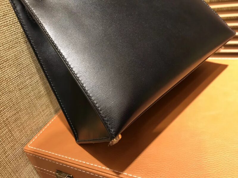 爱马仕 Kelly 25 28(凯莉包)黑色 德国进口 box牛皮 原版蜜蜡线 全手工缝制 - Image 6