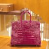 爱马仕 Birkin 25cm 一级美洲鳄鱼皮 J5天方夜谭紫 高定工序版本 全手工缝制