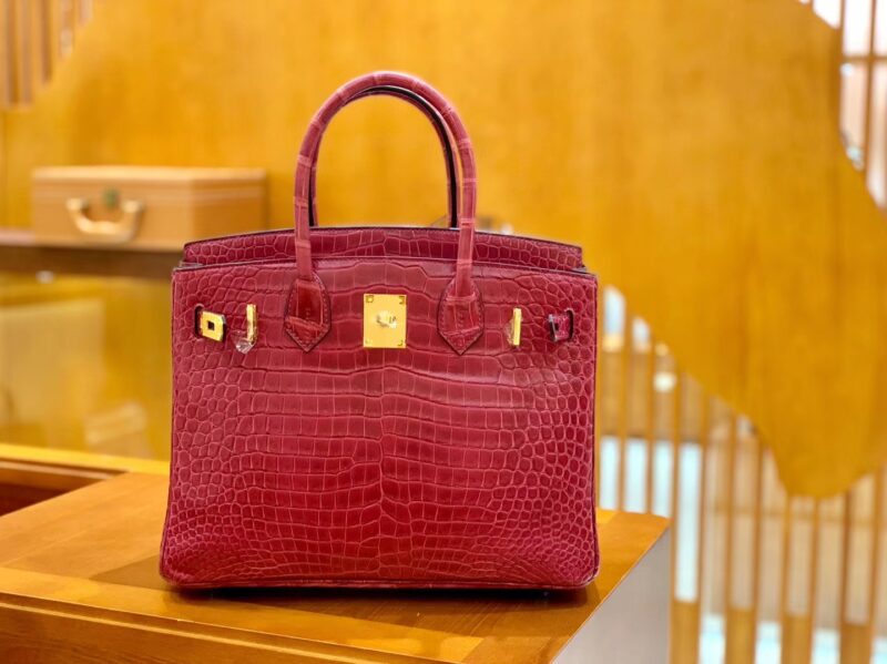 爱马仕 Birkin 30cm 石榴红 金扣 尼罗 雾面 两点 鳄鱼皮 全手工
