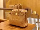 爱马仕 Birkin 铂金包 太妃金 一级皮 美洲鳄鱼皮 臻品级别 金扣 25cm