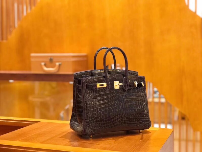 爱马仕 Birkin 25cm 茄子紫 一级尼罗鳄 金扣 原版蜜蜡线 顶级手缝