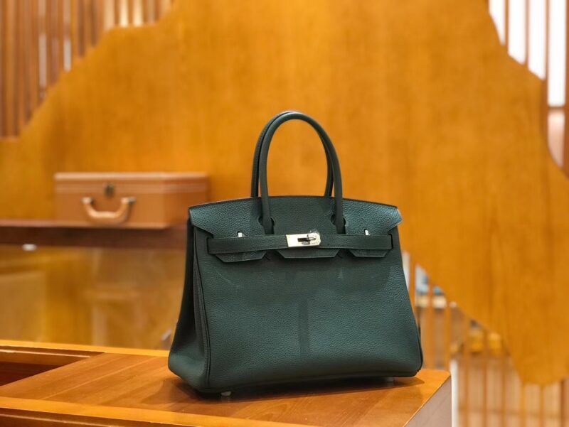 爱马仕 Birkin 30cm 松柏绿 Togo小牛皮 银扣 原版蜜蜡线 顶级手工缝制 - Image 2