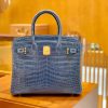 爱马仕 Birkin 30cm 牛仔蓝 金扣 一级皮 尼罗鳄鱼皮 臻品级别