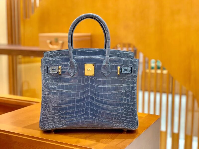 爱马仕 Birkin 30cm 牛仔蓝 金扣 一级皮 尼罗鳄鱼皮 臻品级别