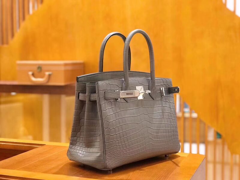 爱马仕 Birkin 30cm 巴黎灰 冰川灰 尼罗鳄鱼皮 银扣 原版蜜蜡线 顶级手缝 现货 - Image 2