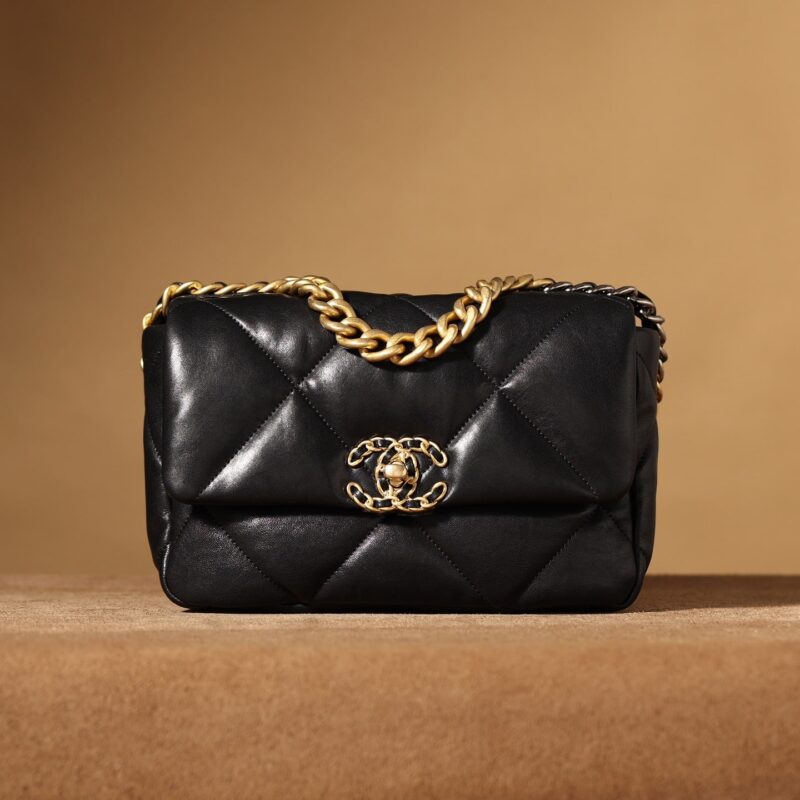 Chanel 19Bag系列小羊皮口盖包黑色XS免检版 - Image 5