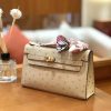 爱马仕 miniKelly 迷你凯莉 羊毛白 杏色 南非kk级鸵鸟皮 金扣 22cm