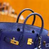 爱马仕 Birkin 25cm Touch 电光蓝 鳄鱼皮拼牛皮 全手工缝制