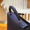 爱马仕 Kelly 28cm 鸵鸟皮 玛瑙蓝 全手工缝制 新增现货